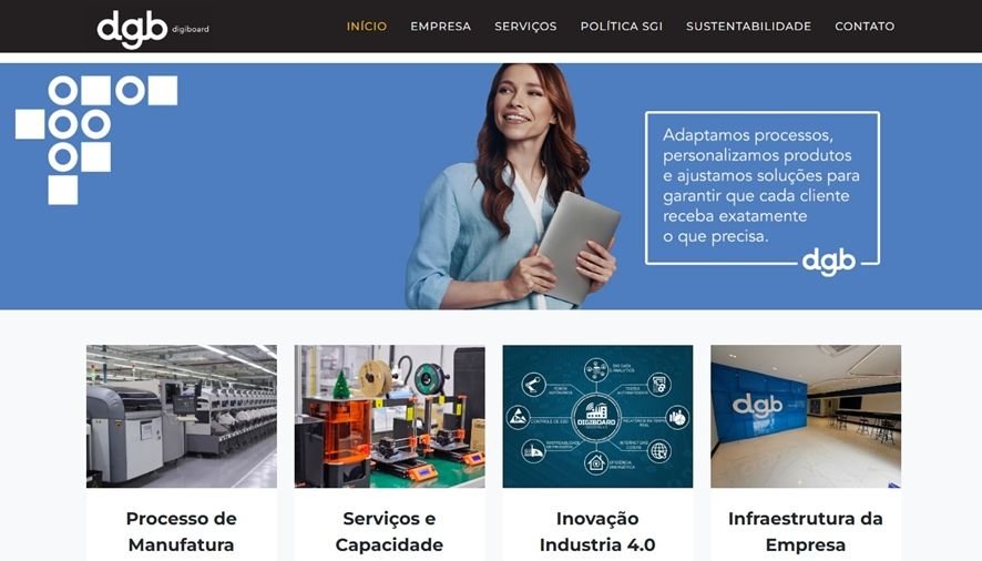 site do grupo digiboard aberto na página inicial