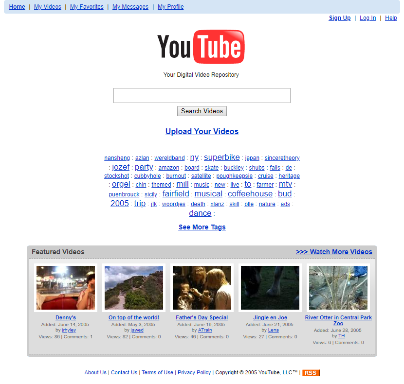 YouTube in 2005 - Web Design Museum