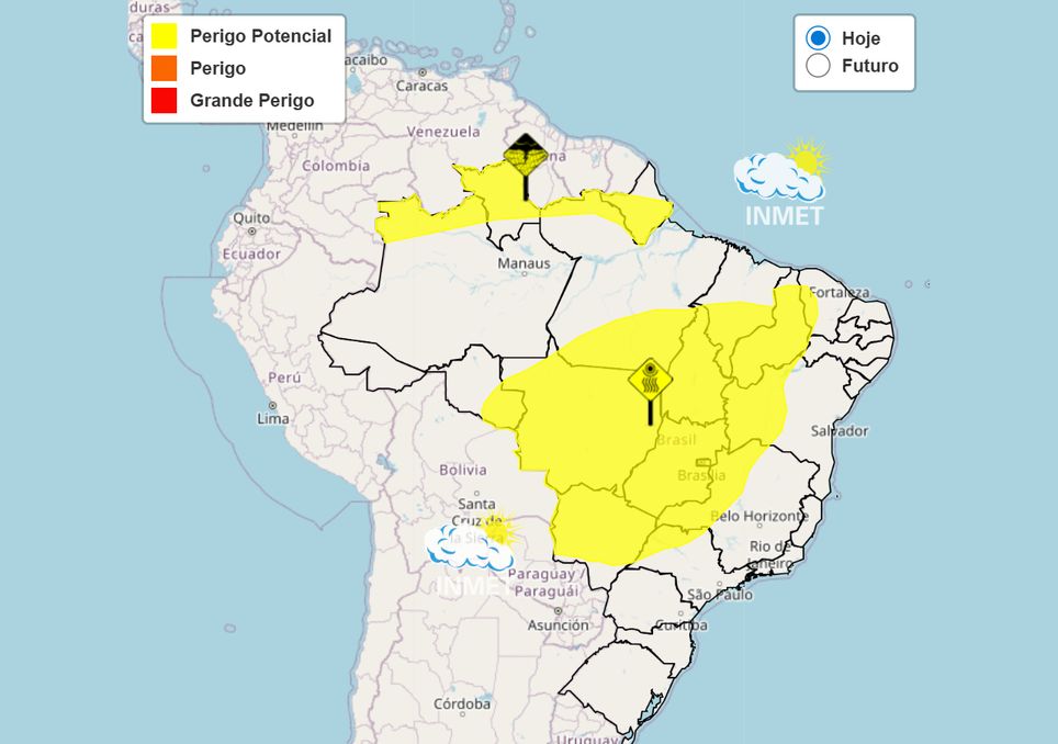 Mapa de abrangência do alerta do INMET relativo à baixa umidade do ar.