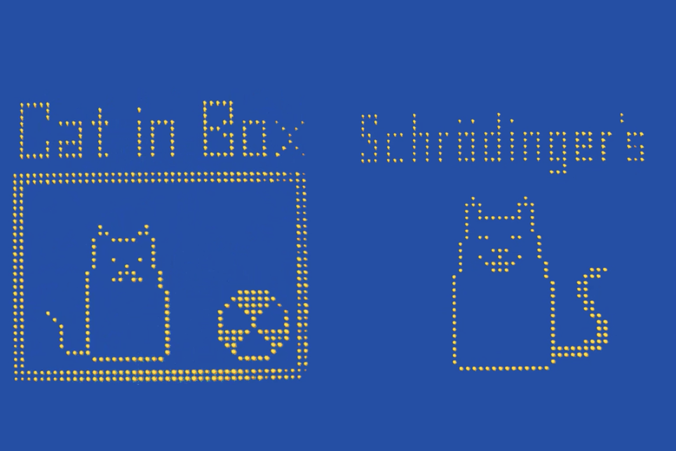 Grupo de pesquisadores usou nova técnica para criar vídeo explicando o gato de Schrödinger. Crédito: Lin et al. 2025