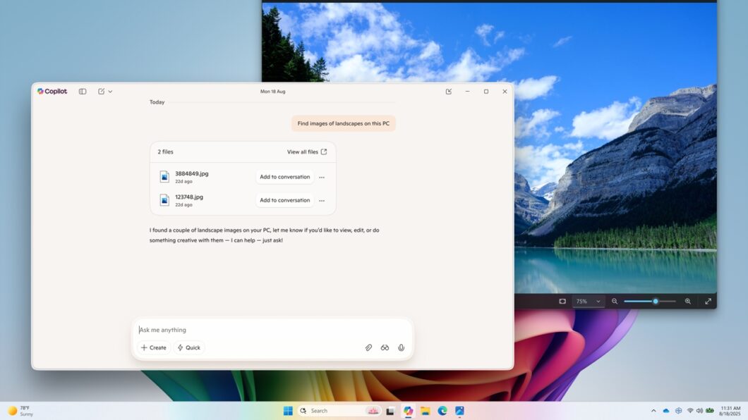 Busca semântica no Copilot para Windows 11