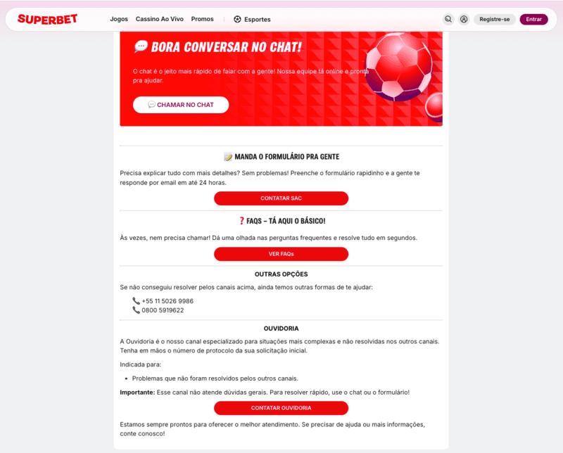Chat Superbet
