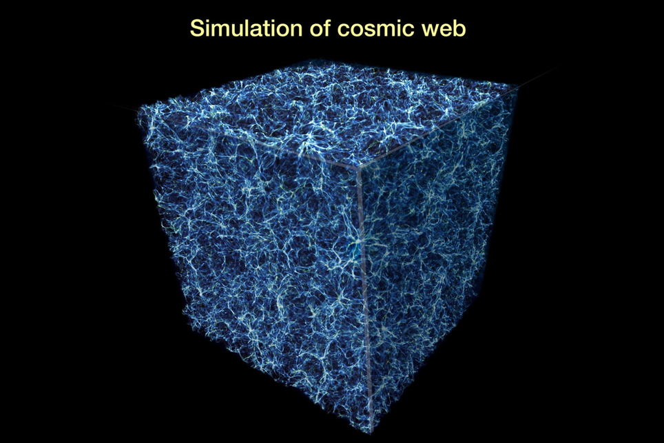 Rede cósmica que observamos hoje pode ter sido moldada por campos magnéticos fracos que se formaram nos primeiros momentos do Universo. Crédito: NASA