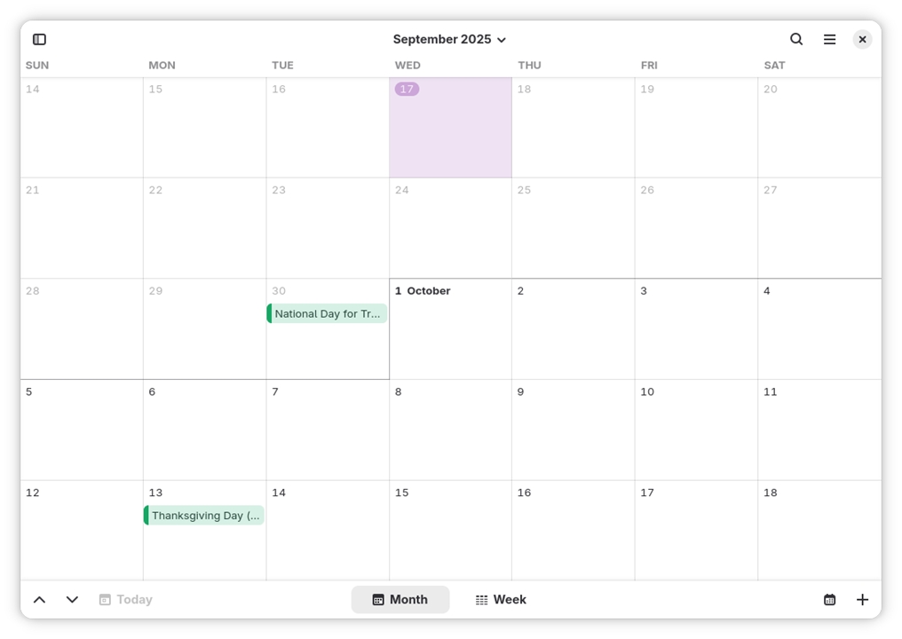 O aplicativo de agenda do Gnome 49