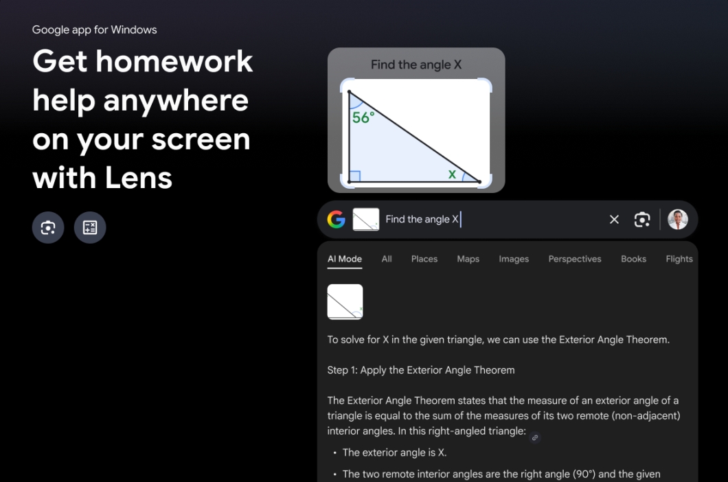 Lens no app do Google para Windows