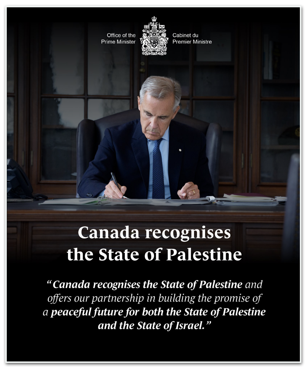 Mark Carney reconhecimento Palestina