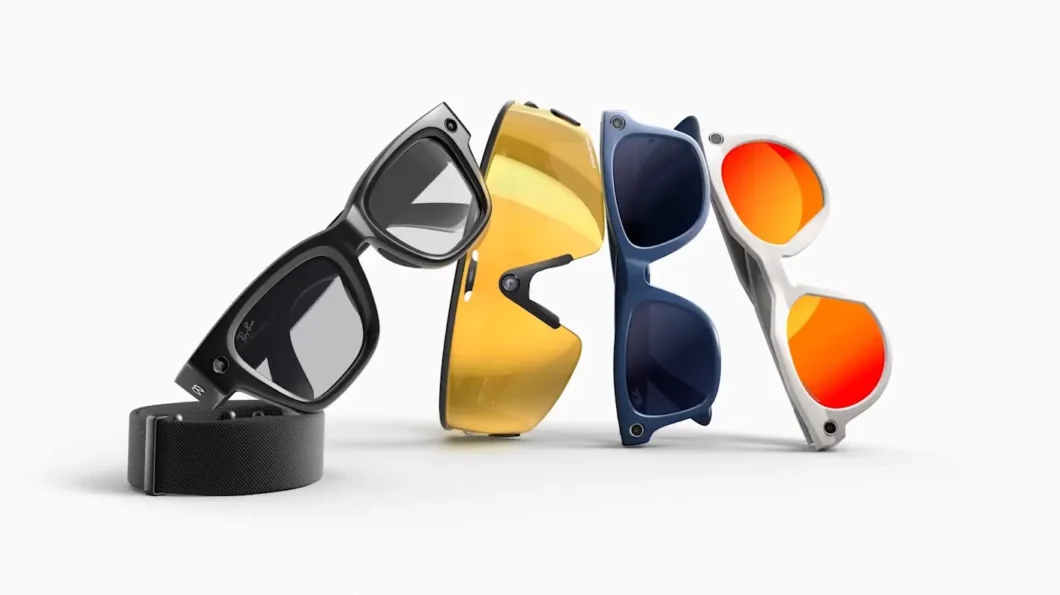 Imagem de quatro modelos de óculos inteligentes da Meta