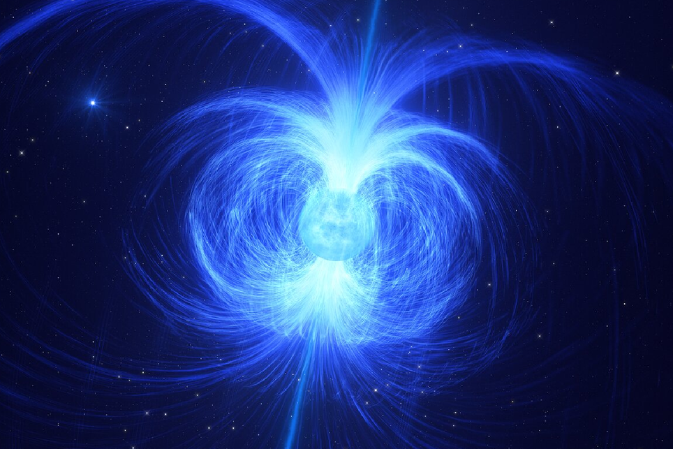 Uma das hipóteses sobre o sinal Wow! é que poderia ser um magnetar que são estrelas de nêutrons com campos magnéticos intensos. Crédito: ESO