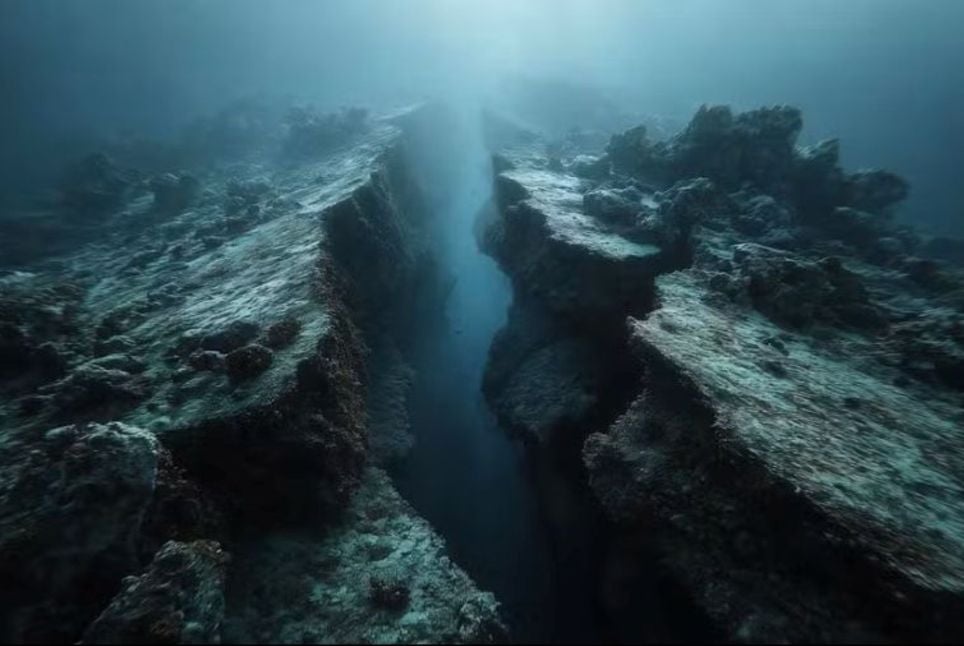 Fenda na placa tectônica registrada na região de Cascadia, na costa do Canadá — evidência inédita do rompimento ativo sob o fundo do oceano observada por cientistas. Fenda na placa tectônica registrada na região de Cascadia, na costa do Canadá — evidência inédita do rompimento ativo sob o fundo do oceano observada por cientistas.