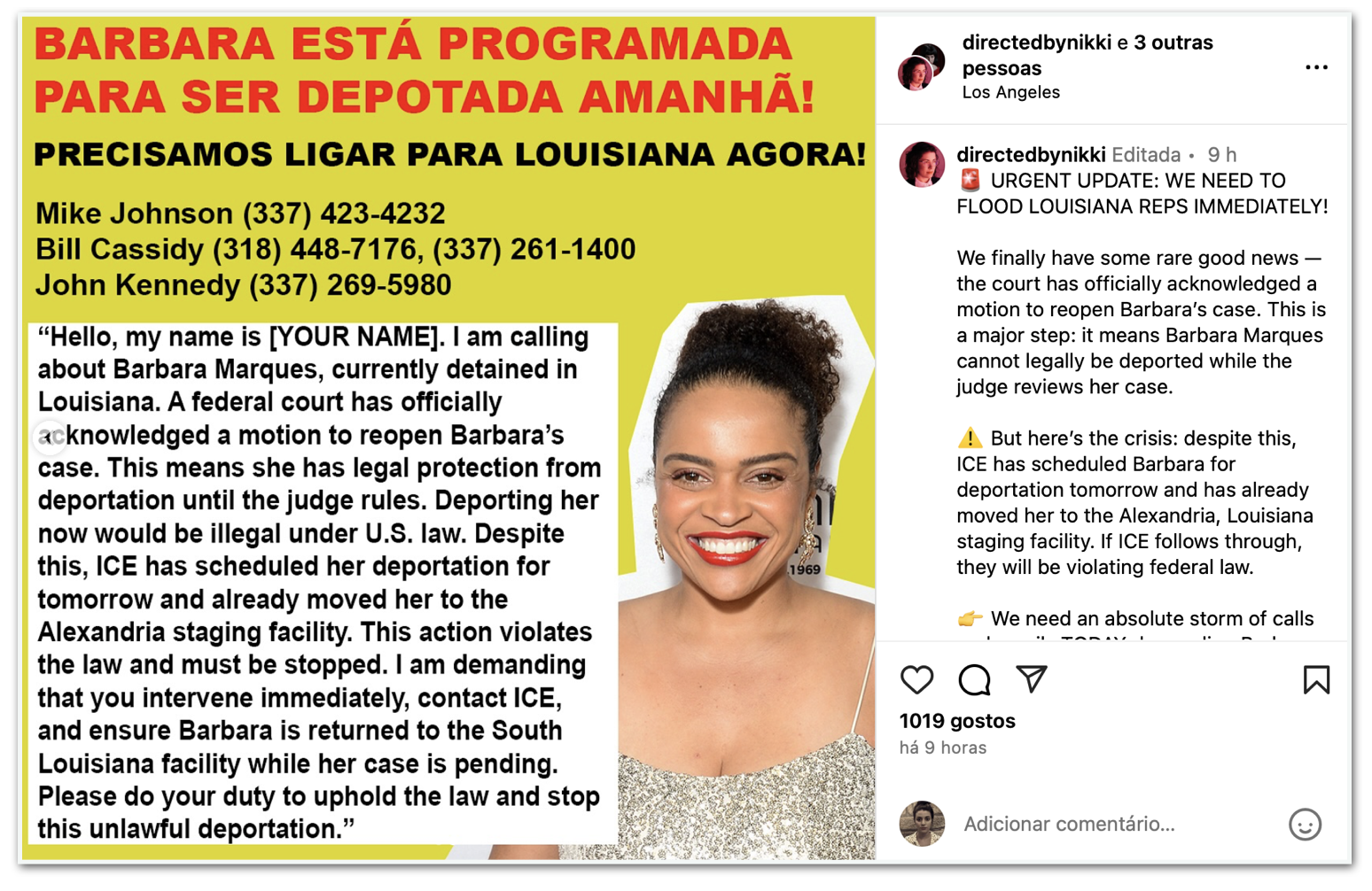 Apelo para evitar deportação de Barbara Marques