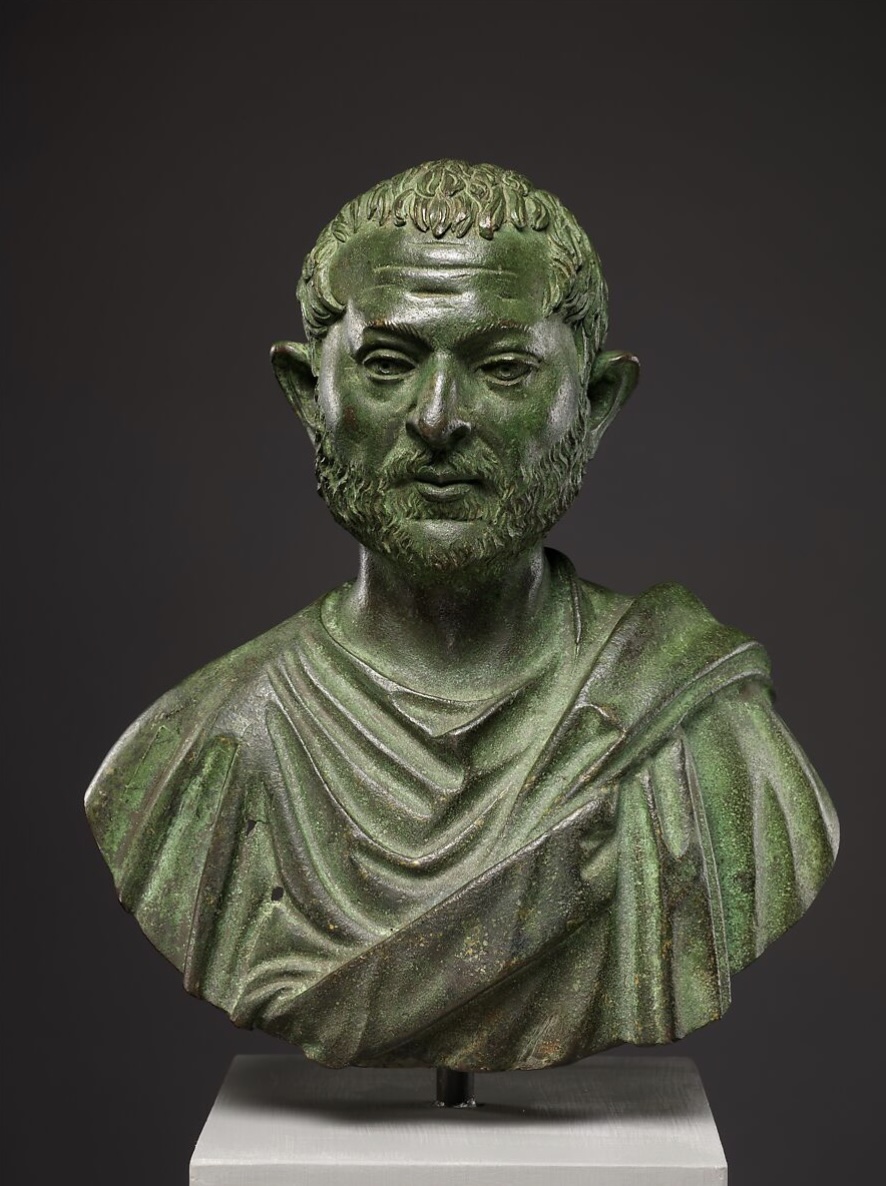 Busto retrato de um homem em bronze