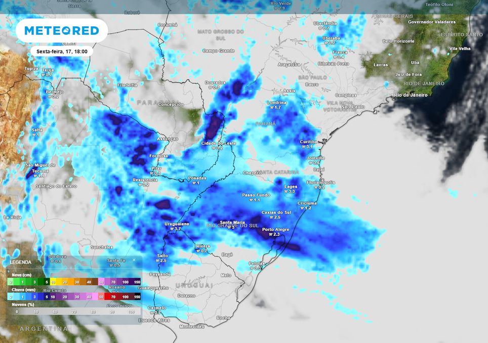 Previsão de nebulosidade e chuva na sexta-feira durante a tarde. Previsão de nebulosidade e chuva na sexta-feira durante a tarde.