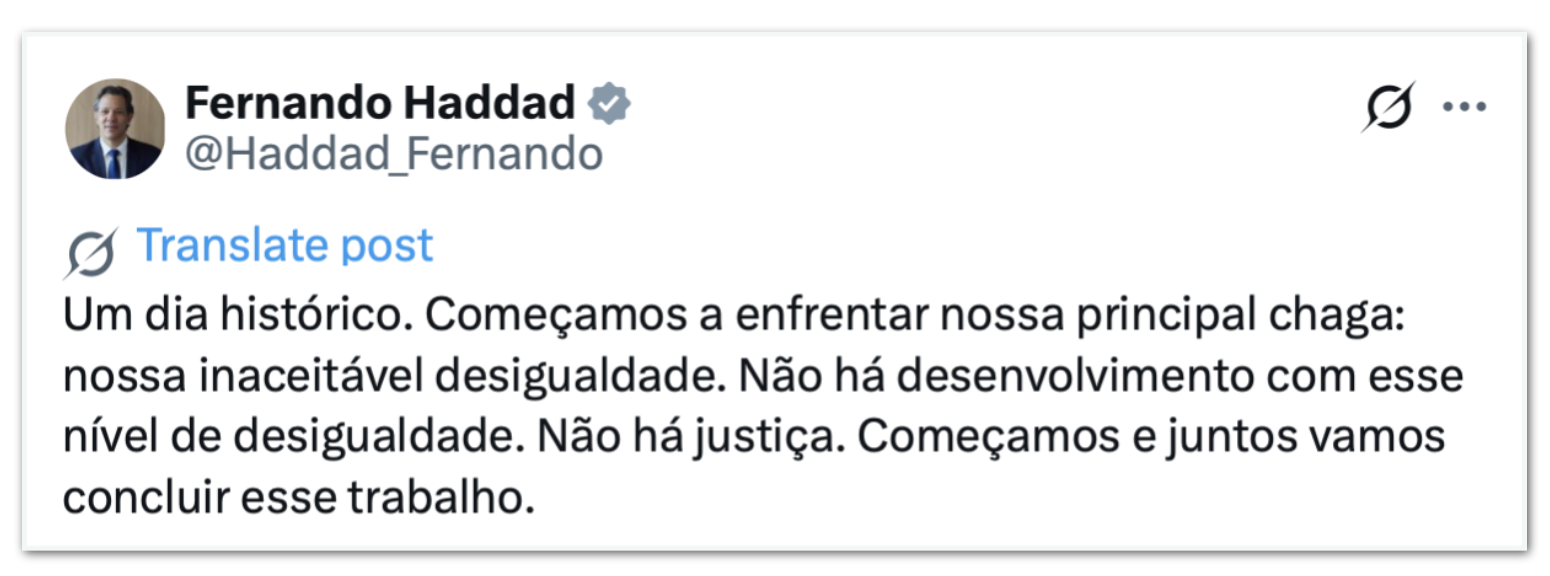 Fernando Haddad comemora aprovação da isenção do IR
