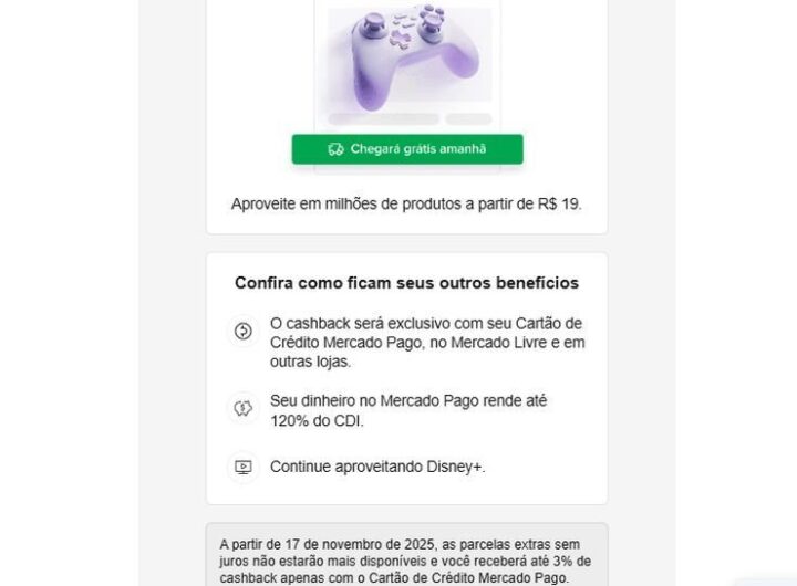Mercado Livre reduz cashback para assinantes do Meli+ e anuncia outras mudanças