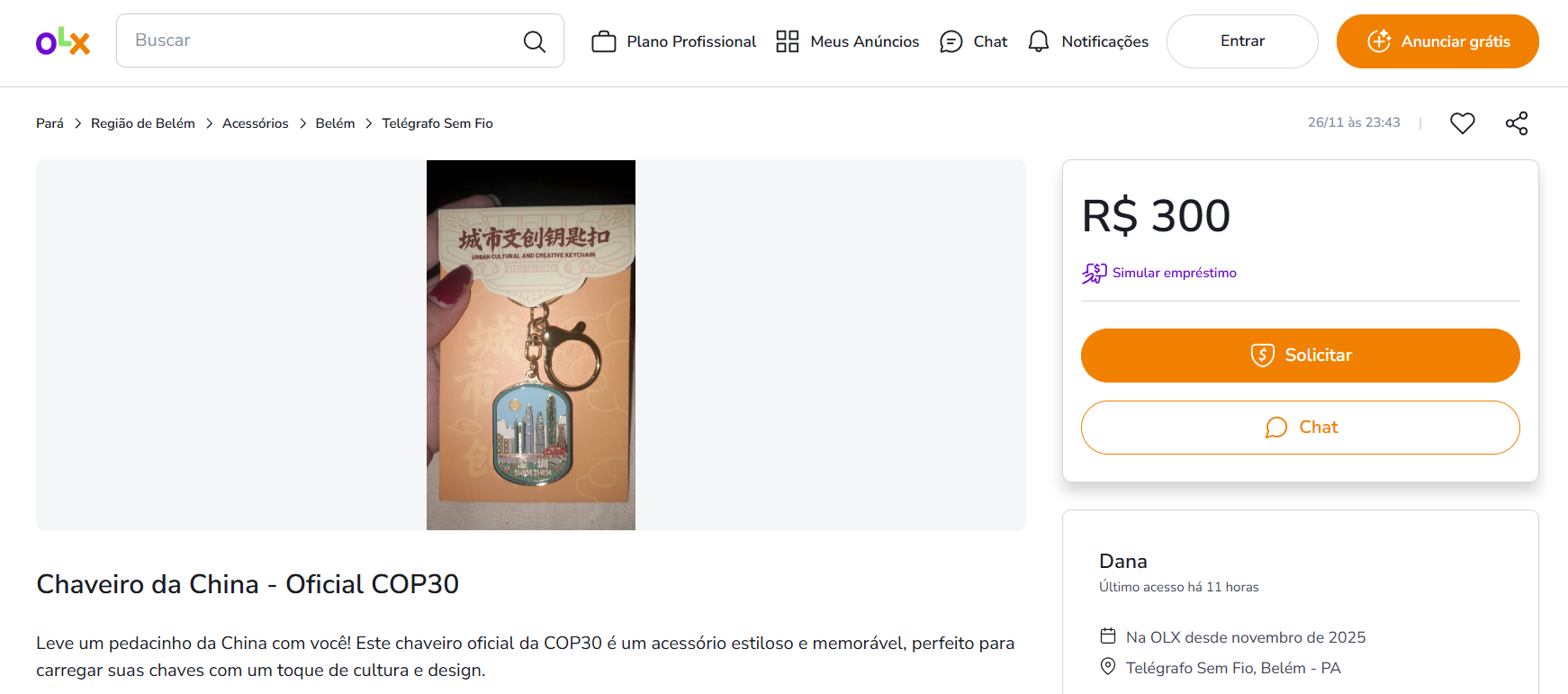 chaveiro cop30 china