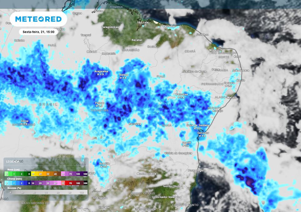Previsão de nebulosidade e chuva na sexta-feira durante a tarde.