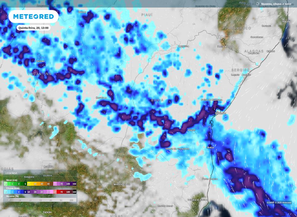 Previsão de chuva e nebulosidade para a Bahia na tarde desta quinta-feira (20). Previsão de chuva e nebulosidade para a Bahia na tarde desta quinta-feira (20).