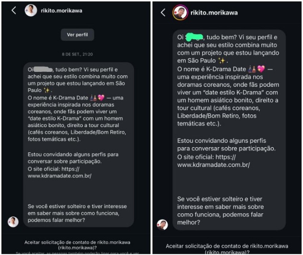 Consulado da Coreia do Sul e Associação Brasileira dos Coreanos apontam indícios de exploração sexual após o responsável pelo site, um jovem japonês, convidar coreanos solteiros para um 'projeto' entre as mulheres fãs da cultura e os rapazes — Foto: Arquivo Pessoal