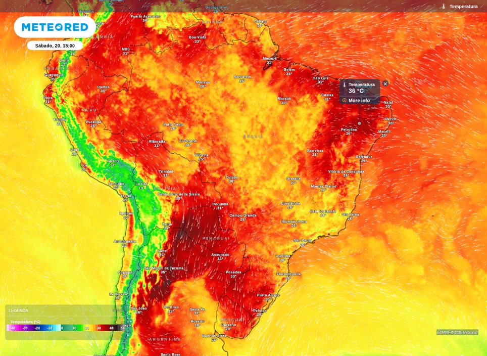 Temperatura prevista para a tarde deste sábado (20).