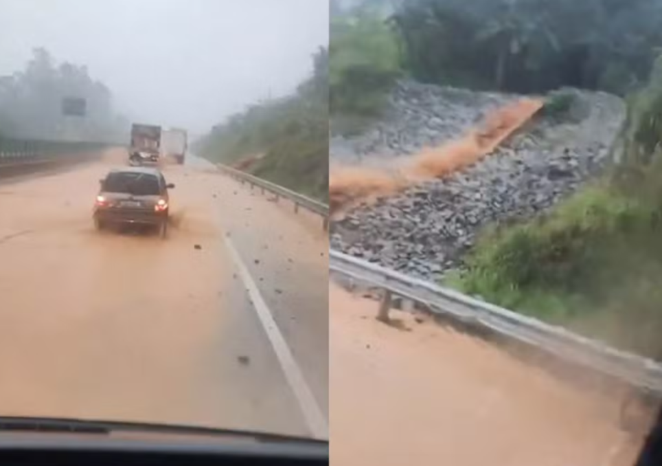 Alagamento no Contorno Viário da Grande Florianópolis na última segunda-feira (29).
