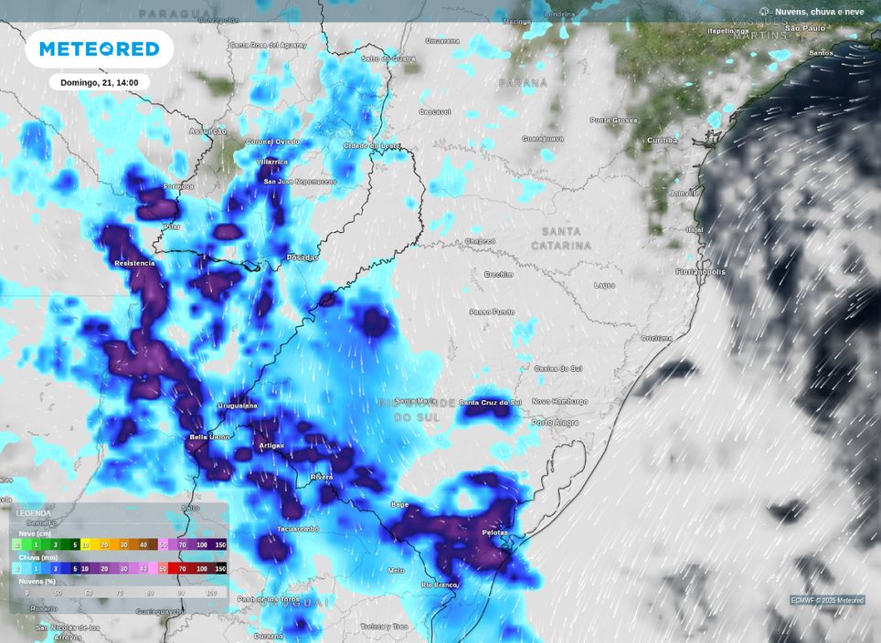 Previsão de chuva e nuvens na tarde deste domingo (21).