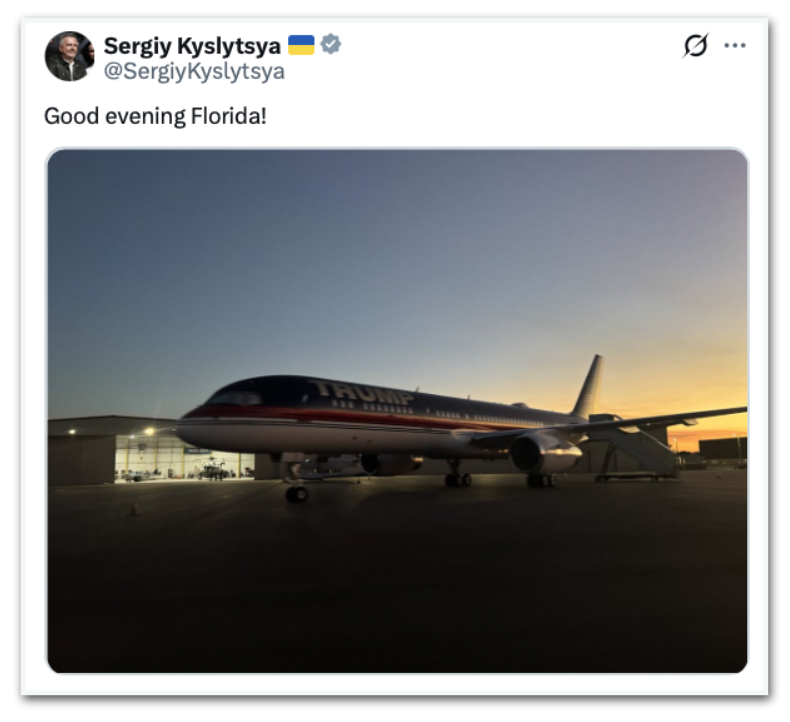 Primeiro vice-ministro das Relações Exteriores da Ucrânia, Sergei Kyslytsya, chega à Flórida