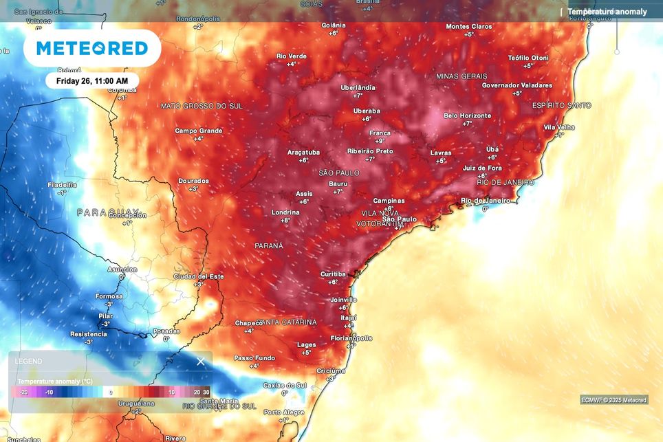 São Paulo, anomalia, temperatura