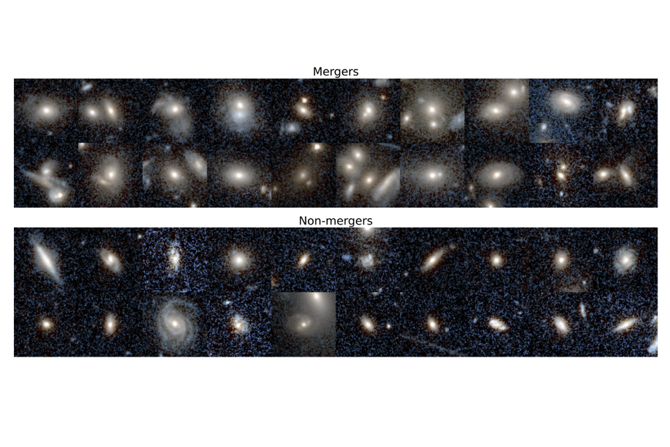 Euclid encontrou milhões de galáxias que estão em processo de fusão e que não estão, com isso foi possível encontrar uma relação entre processo de fusão e AGNs. Crédito: Euclid Collaboration 2025 Euclid encontrou milhões de galáxias que estão em processo de fusão e que não estão, com isso foi possível encontrar uma relação entre processo de fusão e AGNs. Crédito: Euclid Collaboration 2025