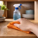 Esse hábito comum ao limpar armários faz o produto render menos e a sujeira voltar mais rápido