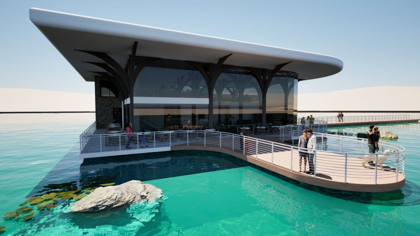 Projeto do restaurante do Lago dos Americanos no Parque Anauá (Foto: Seinf)