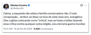 Nikolas ironiza ala sobre conservadores em desfile pró-Lula