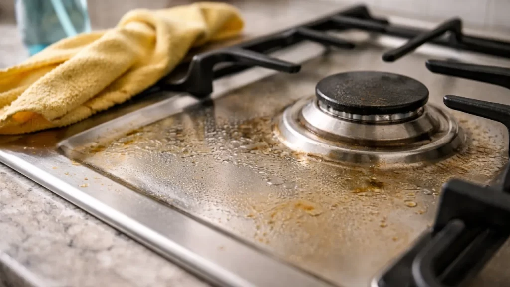 Por que a gordura do fogão parece sair na hora da limpeza, mas reaparece no dia seguinte