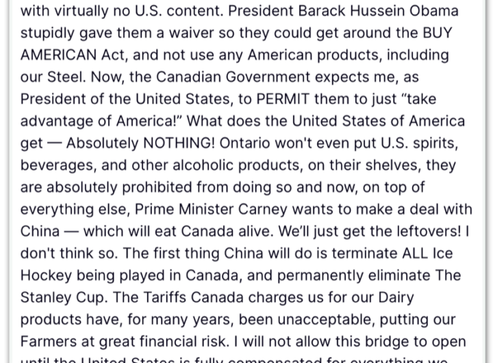 Trump pressiona Canadá e ameaça impedir abertura de ponte binacional