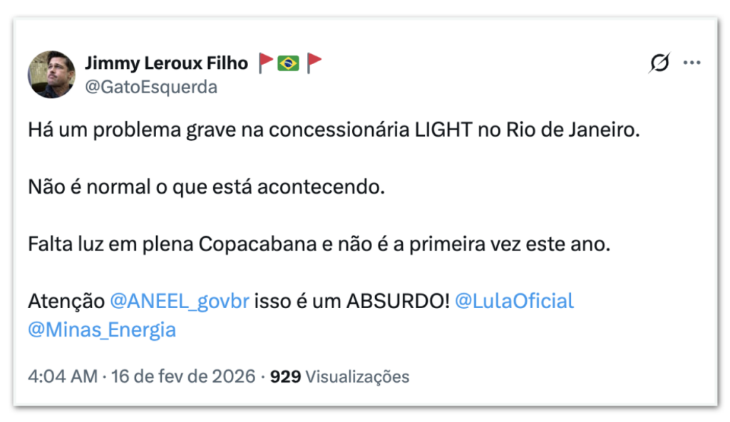 Apagão atinge Copacabana e Leme no Carnaval desde domingo