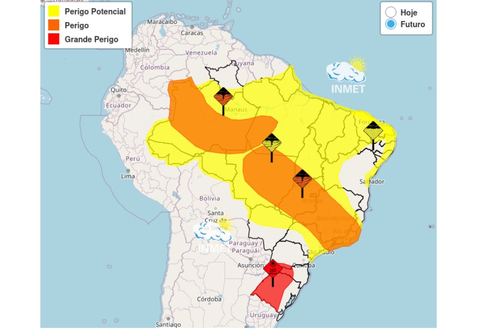 Mapa de alertas para esta sexta-feira (6). Fonte: INMET.