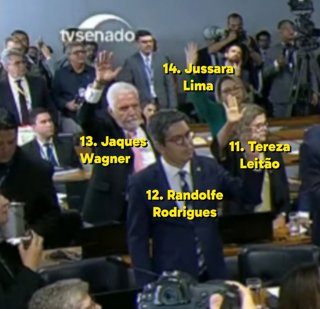 Imagens da TV Senado mostram 14 senadores e deputados membros da CPMI do INSS votando contra os requerimentos
