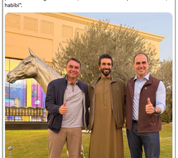 Eduardo e Flávio Bolsonaro se encontram com príncipe do Bahrein
