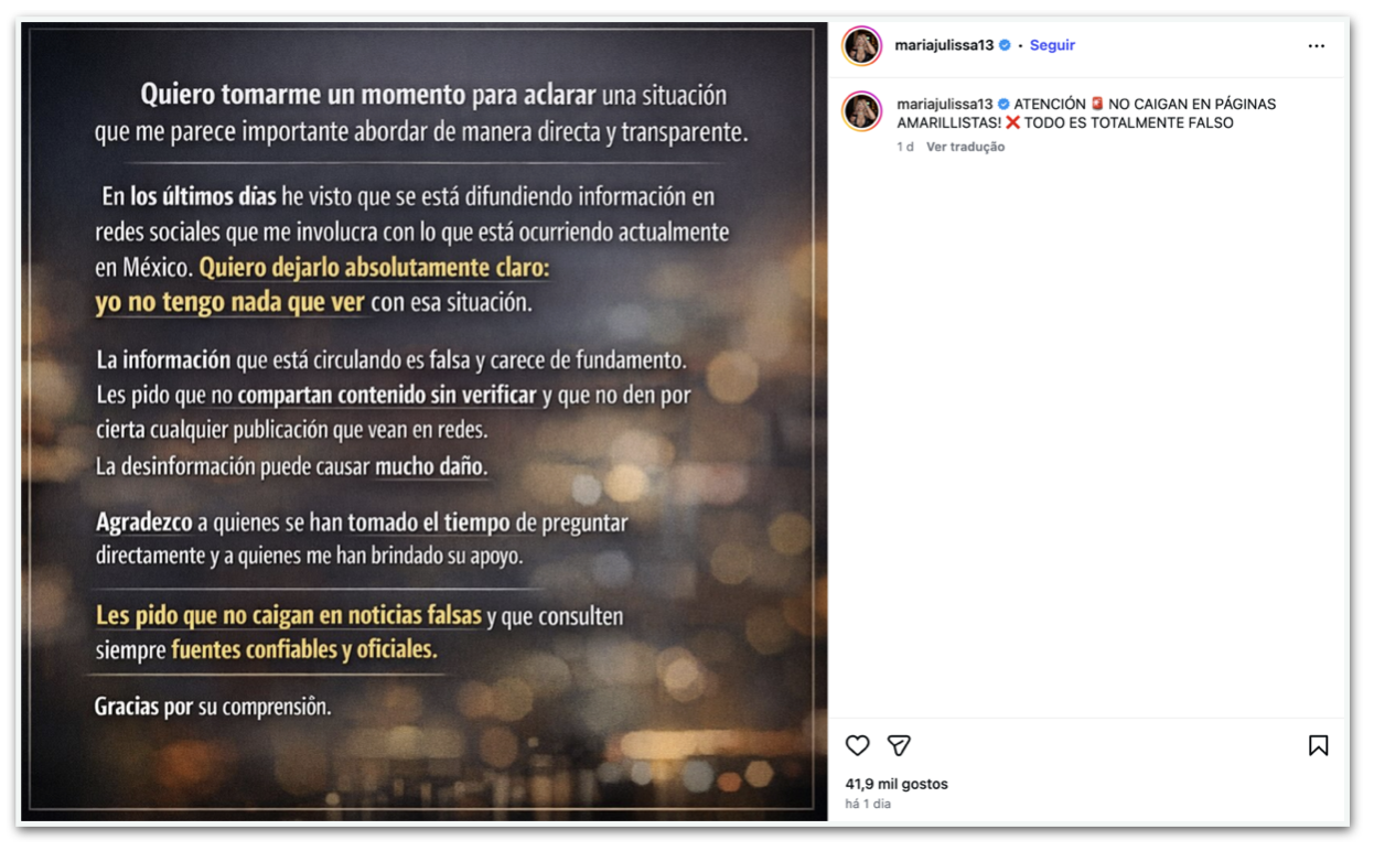 María Julissa nega ser namorada de El Mencho rastreada pela polícia