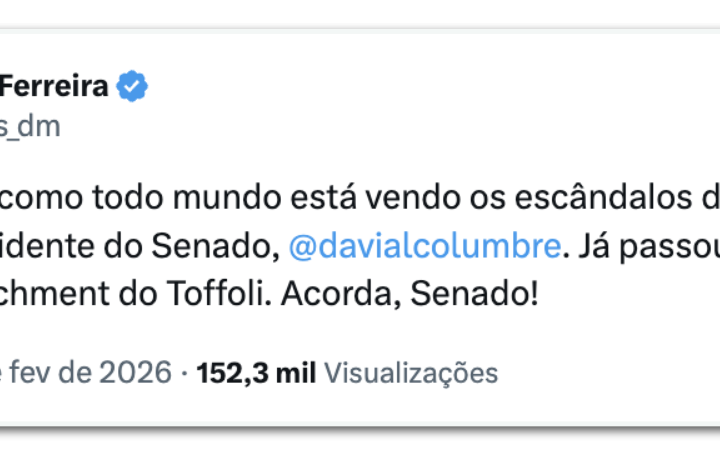 Nikolas crítica Alcolumbre e pede impeachment de Toffoli
