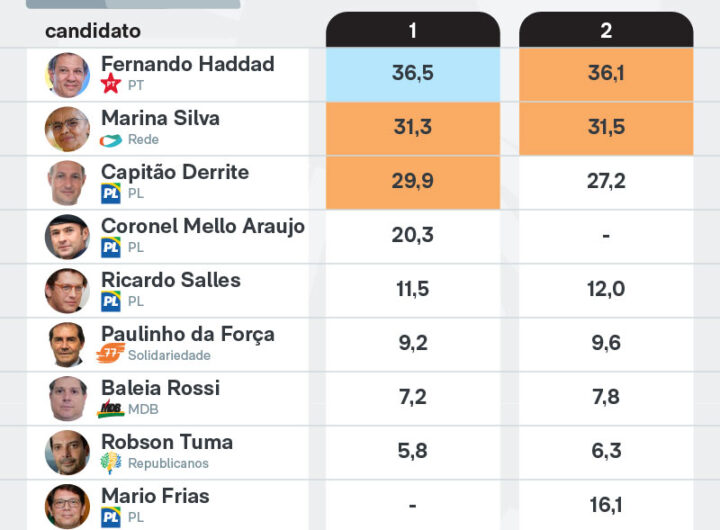 Haddad, Marina e Derrite lideram disputa pelo Senado em SP