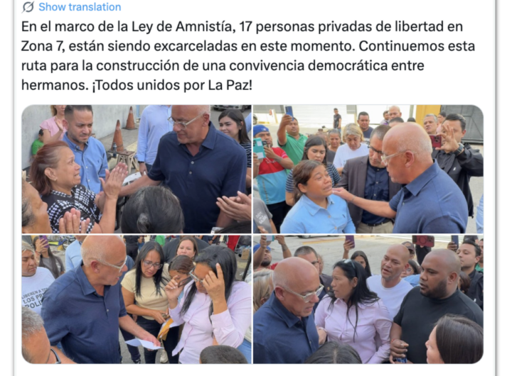 Venezuela liberta mais 17 presos políticos