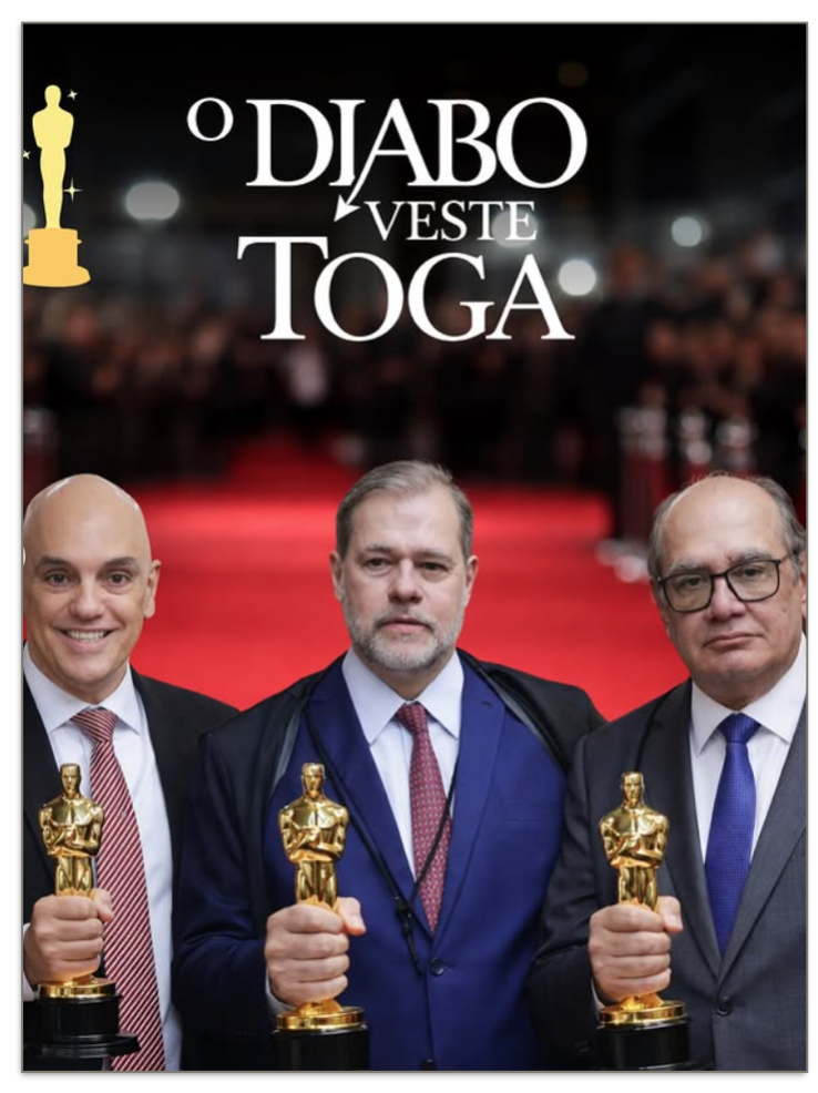 Meme ironiza Moraes, Toffoli e Gilmar Mendes com o filme "O Diabo Veste Prada"
