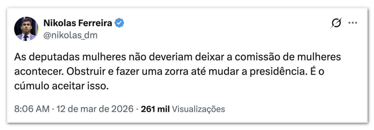 Reprodução/X @nikolas_dm – 24.fev.2026