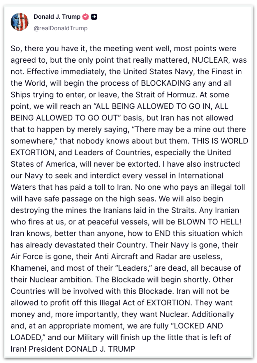 Publicação de Donald Trump