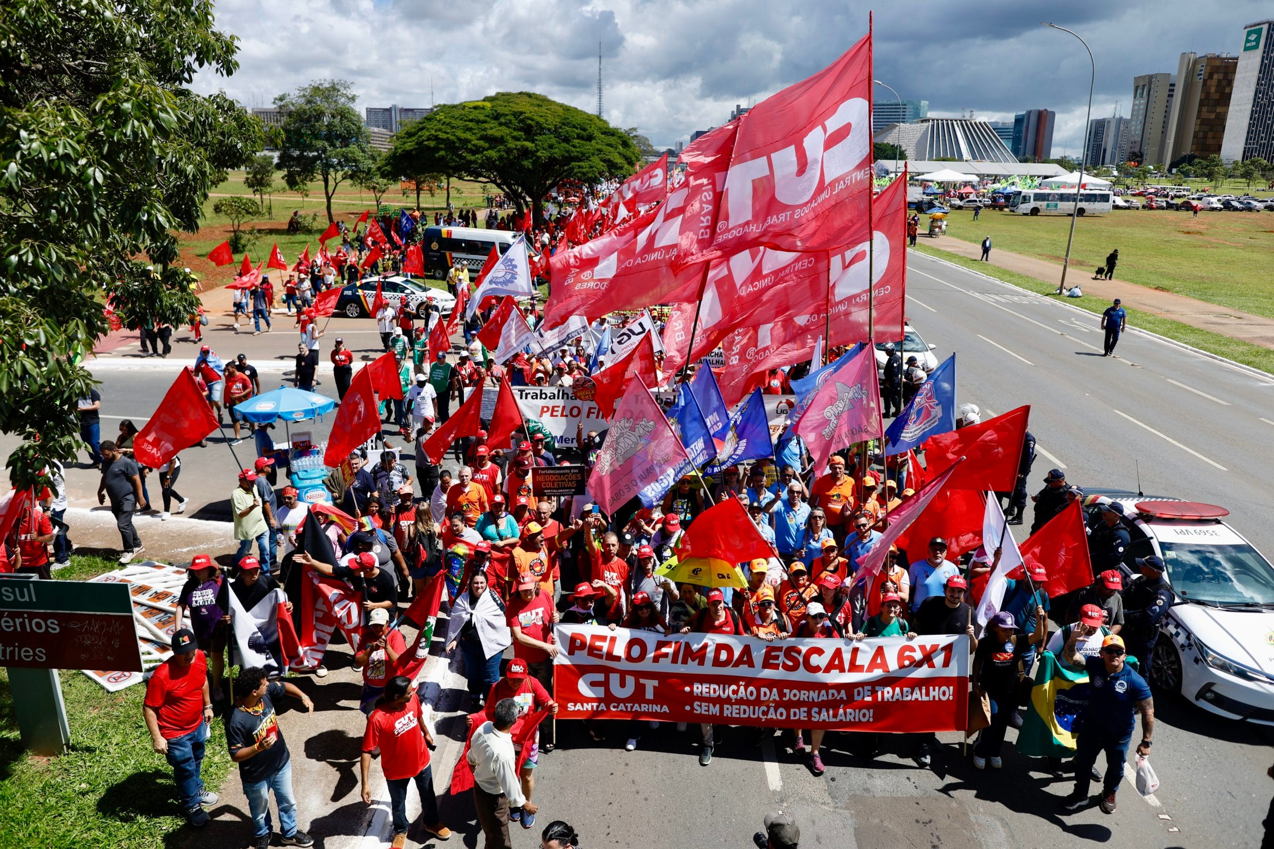 A Marcha da Classe Trabalhadora foi realizada em Brasília nesta 4ª feira (15.abr.2026)